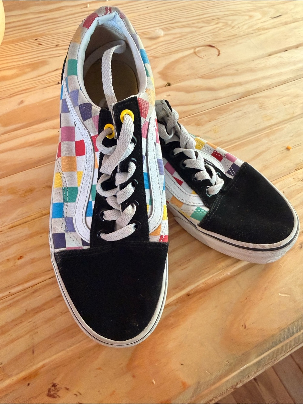 Vans Low-Top Checkerboard Sneakers - Black with Multicolor Squares